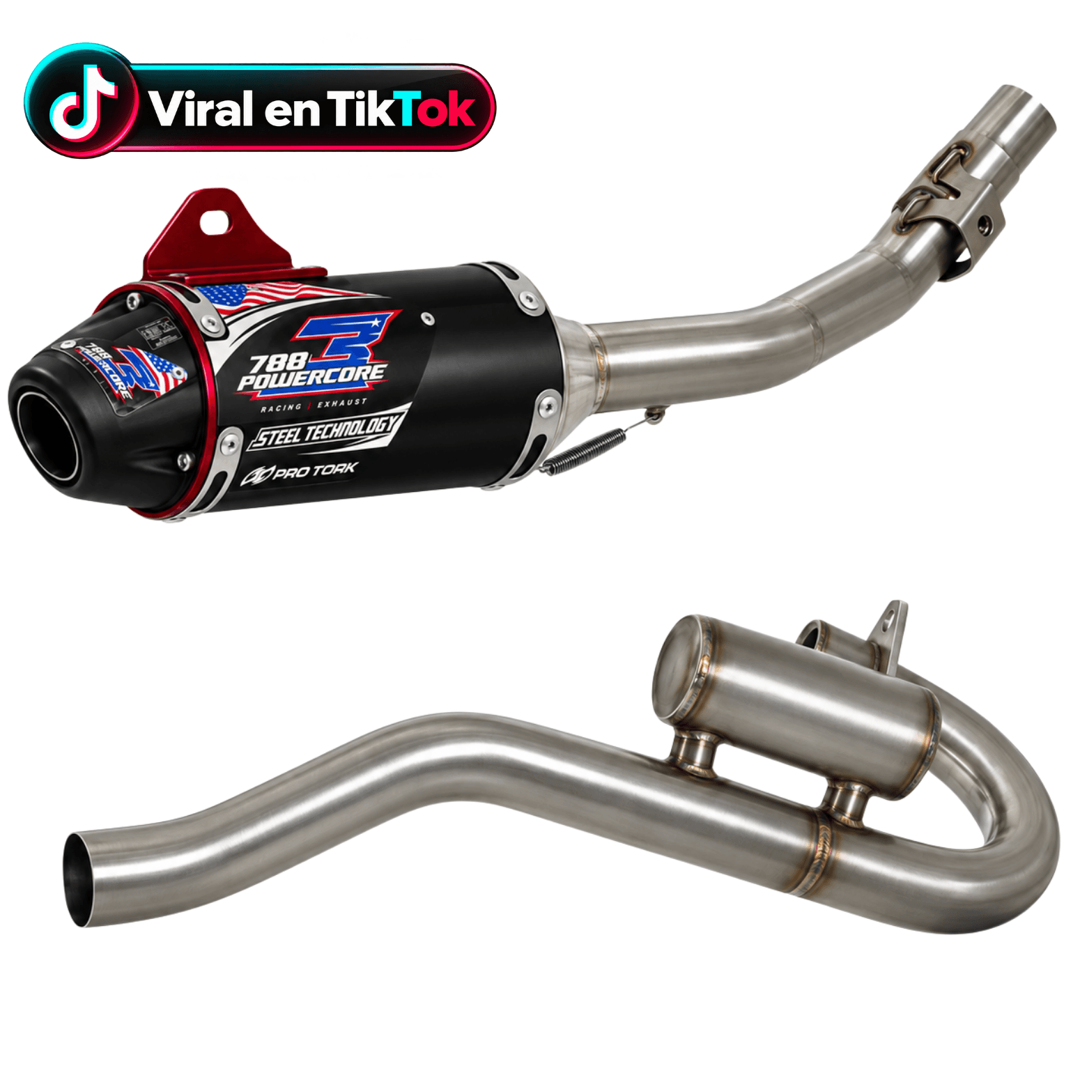 Escape completo Pro Tork Powercore 3 · Honda XR 250 Tornado · Acero inoxidable
